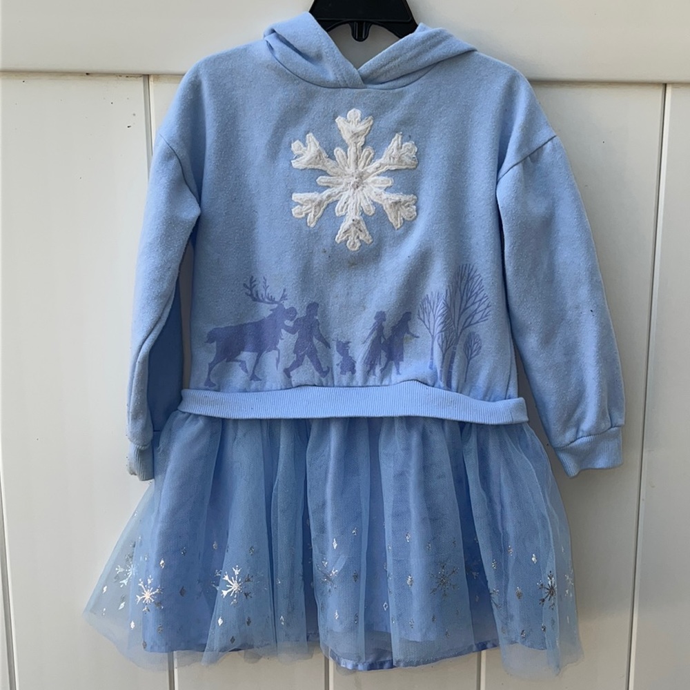 Light Blue Disney Frozen Hoodie Dress with Tutu Size 4T